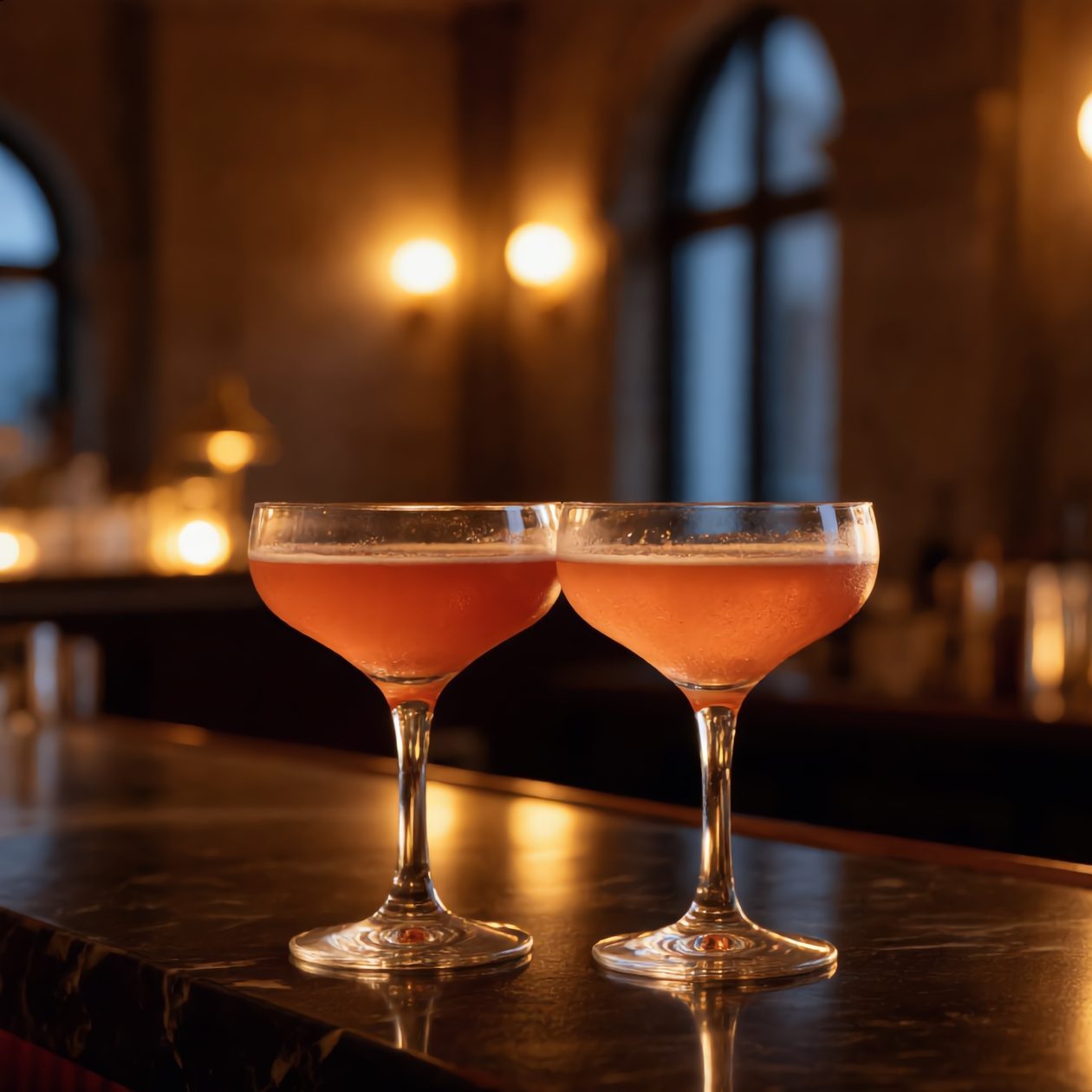 Zwei Cocktails auf dem Bartresen