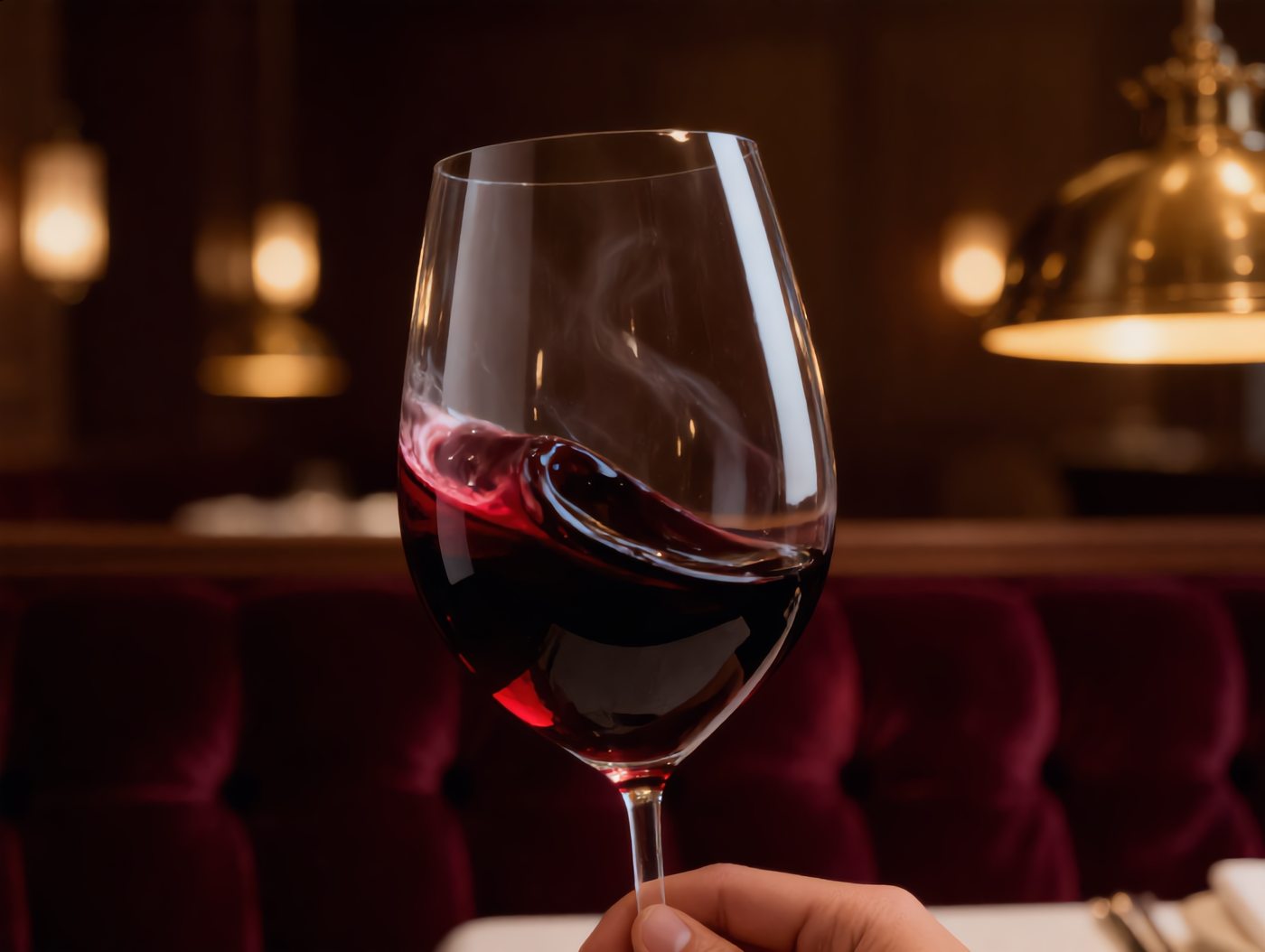 Rotwein wird im Glas geschwenkt