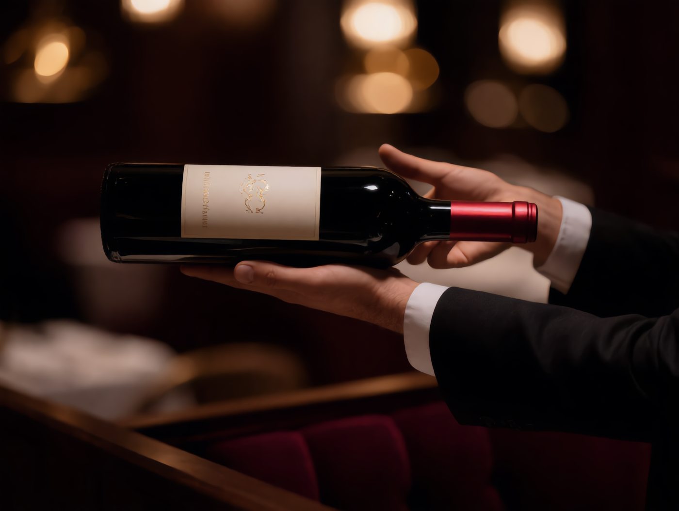 Sommelier präsentiert eine Flasche