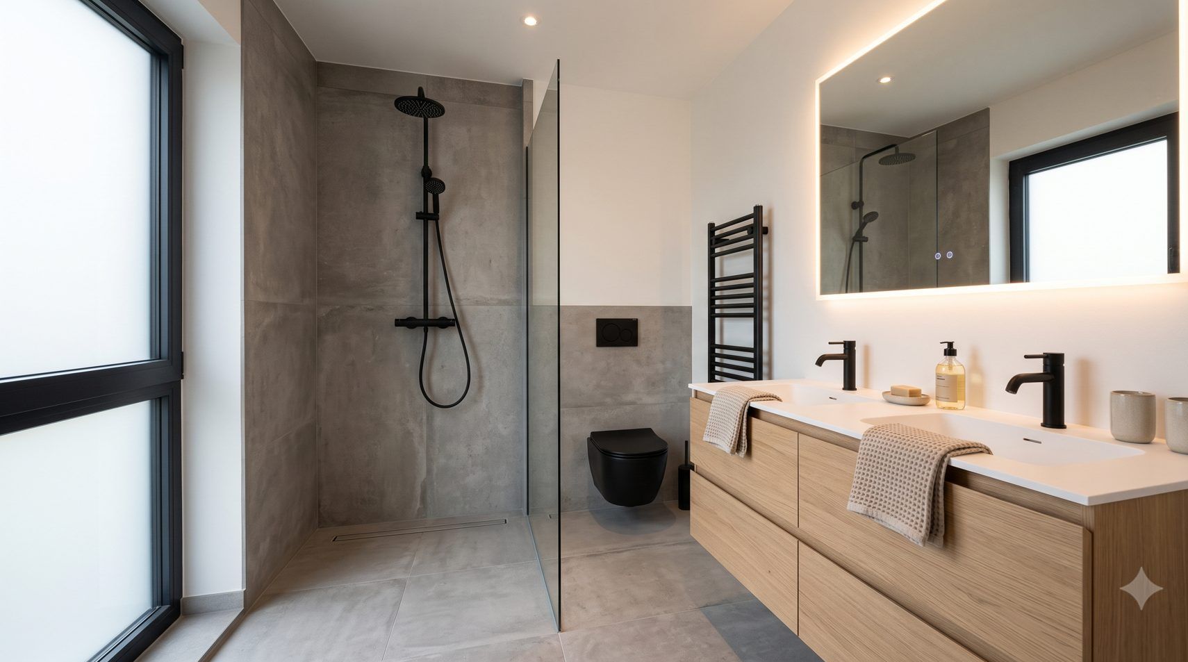 Modernes Bad mit bodengleicher Dusche